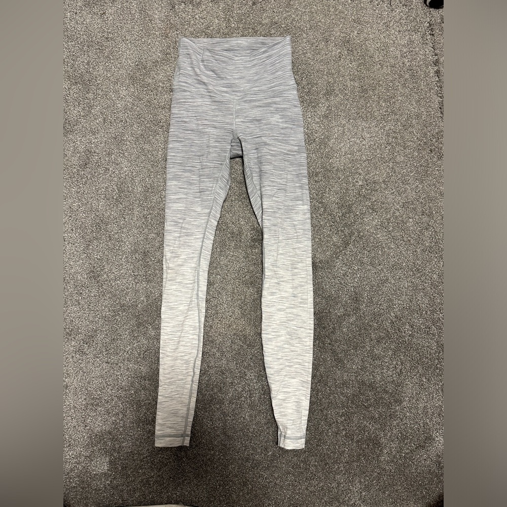 Lulu lemon white and gray striped leggings